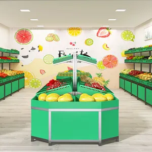 Estante de supermercado de alta calidad, estantes para frutas, estante de exhibición de verduras