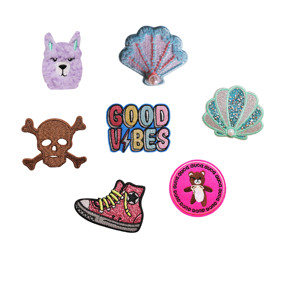 New Design Iron on Bead Embroidery Shiny Powder Shell Bear Alpaca Shoes Patches for Clothing - Product Image 1