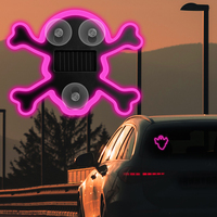 Lampe d'ambiance LED solaire pour voiture en forme de crâne, fixation par ventouse, rechargeable USB-C, multi-modes, universelle, pour décoration de vitre de voiture