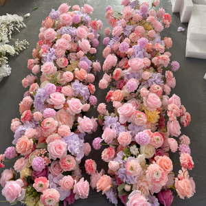 HI-FR005 Bán Buôn Nhân Tạo Màu Hồng Hoa Runner Lụa Hoa Bảng Runner Rose Hoa Lối Chạy Cho Đám Cưới Trang Trí - Product Image 1