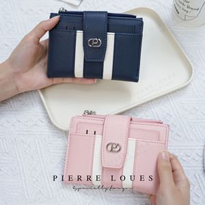 Portefeuille court à fermeture éclair pour femme avec porte-monnaie, plusieurs emplacements pour cartes, design à boucle bicolore, usage quotidien, marron - Product Image 3