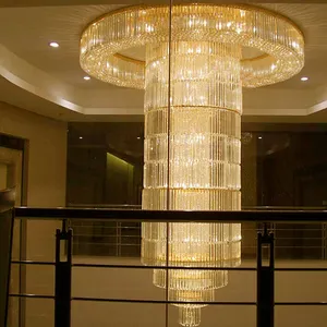 2023 moderno lungo lusso Villa di cristallo Hotel Lobby matrimonio lampada da soffitto in cristallo globo lampadario a sospensione luce