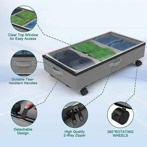 Under Bed <b>Storage</b> Container Drawer Rolling Underbed Clothe Organizer <b>Storage</b> with Wheels for <b>Clothes</b> - Product Image 4