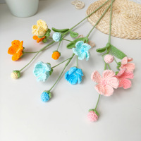 Fleur artificielle en crochet faite à la main, motif Jasmin, tige florale en fil, fleur éternelle, décoration de table, cadeau, vente en gros