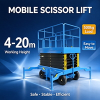 Plateforme élévatrice mobile à ciseaux hydraulique de 16 m avec stabilisateurs, vérins électriques, capacité de 300 kg, commande au sol/sur plateforme