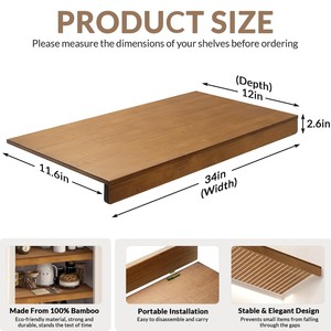 Étagères de rangement murales mobiles en bois pour cuisine et salle de bain, séparateurs rectangulaires marron foncé, organisateurs pour 2ème étage - Product Image 5