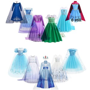 Vestito Principessa <span class=keywords><strong>Elsa</strong></span> <span class=keywords><strong>Frozen</strong></span> per Bambine, Abito Autunnale a Maniche Lunghe con Mantello, <span class=keywords><strong>Costume</strong></span> Cosplay - Product Image 1