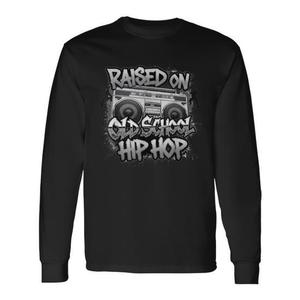 T-shirt à manches longues « Raised On Old School Hip Hop » avec design graffiti rap - Product Image 1