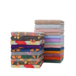 Customized Square Coral Fleece Towel 30x30cm Floral Print Soft Absorbent Kitchen Use - Product Image 1