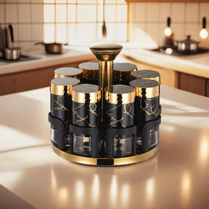 Juego de tarros de cristal giratorios para especias, sal y pimienta para el hogar - Product Image 4