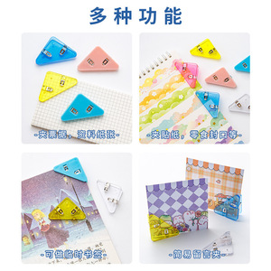 Clip à mémo triangulaire 50 mm en plastique couleur aléatoire pour papiers et livres - Product Image 5