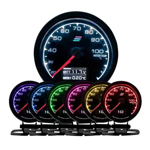 Jauge de course jauge de suralimentation 7 couleurs LCD voiture Auto 12 volts pression d'huile compteur de température d'huile jauge tachymètre tr/min