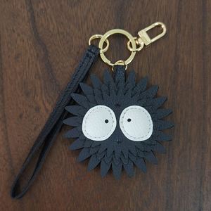 High Quality PU <b>Leather</b> Carabiner Keychain Handcrafted Black Coal Ball Bag Pendants Fashionable Accessories for Car <b>Key</b> Decor - Product Image 1