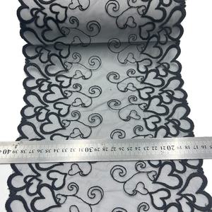 Üretici toptan çiçek işlemeli tül danteller sınır 39cm pembe lacivert siyah aşk kalp şekli nakış dantel Trim - Product Image 3