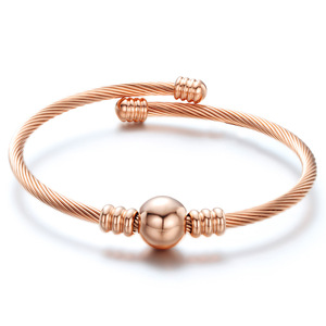 Bracelet minimaliste en acier inoxydable avec perles rondes de 10 mm, ouverture réglable, bijoux de mode pour femmes, cadeau - Product Image 2