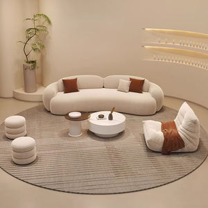 Canapé en arc de vent en crème italienne, combinaison moderne pour salon, salon de beauté, hôtel, club senior, réception, négociation - Product Image 3