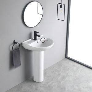 Expédition rapide : stock de lavabos colonnes en céramique blanche pour la décoration moderne de la maison - Product Image 3