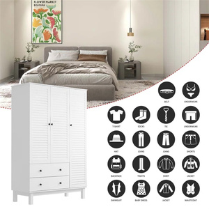 Nuevo armario de madera blanco de diseño moderno simple con <span class=keywords><strong>ropero</strong></span> de gran espacio de almacenamiento - Product Image 2