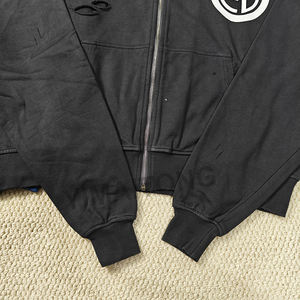 Sweat à capuche personnalisé de haute qualité en silicone Dtg avec impression de lettres d'automne en coton épais déchiré en éponge française graphique pour hommes - Product Image 3