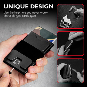 Başparmak fabrika Metal akıllı kart tutucu 12 kart ince RFID engelleme alüminyum erkekler cüzdan tasarımcı kart tutucu - Product Image 3