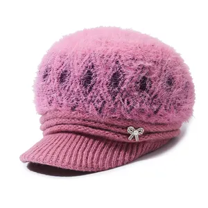 ייצור מקצועי כובע צמר מעובה לנשים חורף כובע סריג חם חדש לגיל העמידה