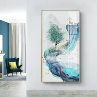 Peinture moderne en porcelaine cristal HD Tenture murale Arbre chanceux Elk Art Décoration Impressions sur toile Décoration intérieure Base de support