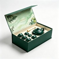 Coffret Cadeau Théière Verte de Luxe - Boîte d'Emballage Portable pour Coffrets de Thé et de Café de Luxe Léger pour Cadeaux d'Affaires