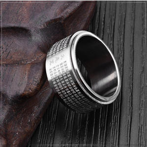 แหวนฟิดเจ็ตสปินเนอร์สำหรับผู้ชายคลาสสิกพุทธจีนสแตนเลสสำหรับบรรเทาความเครียดของผู้ชาย - Product Image 5