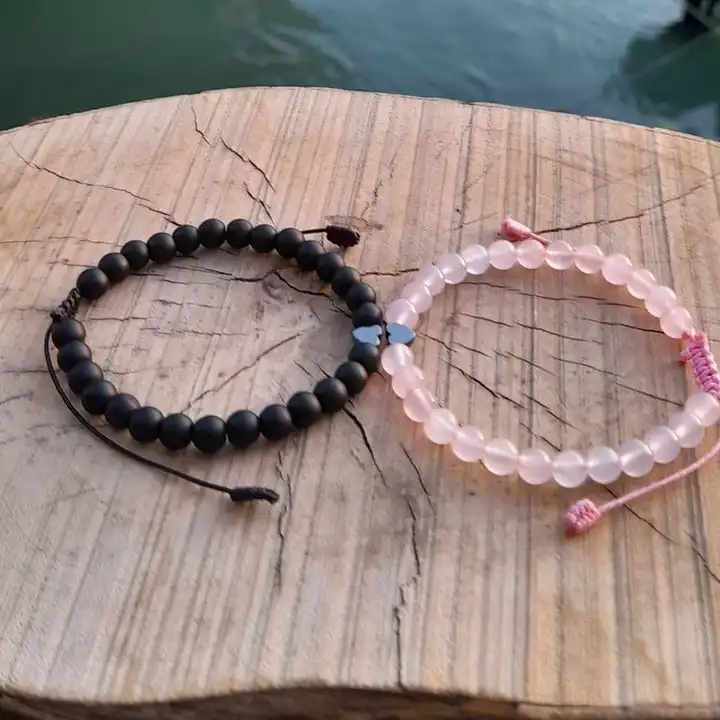 2pcs Distance Bracelets - Black And White Matching Pair - Long Distance -  For Friendships/relationships/couples - His/Hers