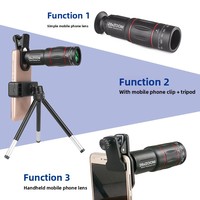 Téléobjectif externe universel pour téléphone, kit 3-en-1 grand angle macro fisheye 28x, télescope monoculaire haute définition pour concerts