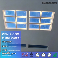 Plafonnier LED CE encastré ultra-plat, lumière artificielle d'ambiance, faux fenêtre, lumière du soleil, intensité variable, panneau LED intelligent bleu Coelux