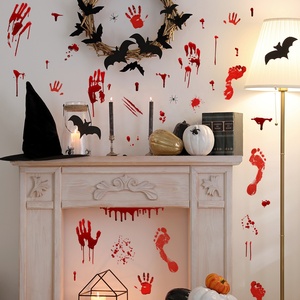 DAMAI Halloween Bloody Handprint Footprint Window Stickers Wall Stickers for Halloween Party Decorations Inside Outside Decor - Product Image 2