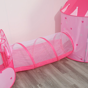 Carpa Infantil Rosa en Forma de Corazón, Juego de 3 Piezas con Túnel y Piscina de Pelotas para Jugar en Interiores, Edad 4-6 Años - Product Image 3