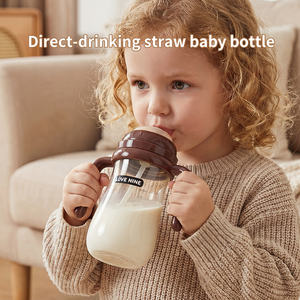 Biberon d'alimentation <span class=keywords><strong>pour</strong></span> <span class=keywords><strong>bébé</strong></span> en silicone de qualité alimentaire sans BPA avec logo personnalisé, tasse anti-éclaboussures en PP avec poignée - Product Image 1