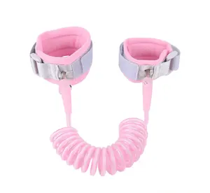 1.5m2m2.5m Pink Transparent Key Lock Child Safety Bracelets With Reflective Strips Steel Core Anti-Lost Wrist Leash