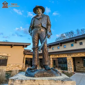 Levensgrote Aangepaste Figuur Western Cowboy Sculptuur John Wayne Bronzen Standbeeld