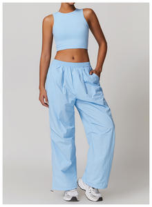 RUIQUWIN Automne Femmes Sportswear Gym Athlétique Taille Élastique Cargo Pantalon Jambe Droite Pantalon De Survêtement Avec Poches - Product Image 3