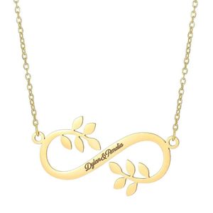 Collana con Simbolo Infinito Personalizzata con <span class=keywords><strong>Nomi</strong></span> e Alfabeto Incisi, Catene in Acciaio Inossidabile Placcato Oro per Donne e Uomini - Product Image 4