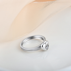 Heartshaped cincin pasangan, bentuk hati Berlian Perak kombinasi set 925 cincin pertunangan perak - Product Image 4