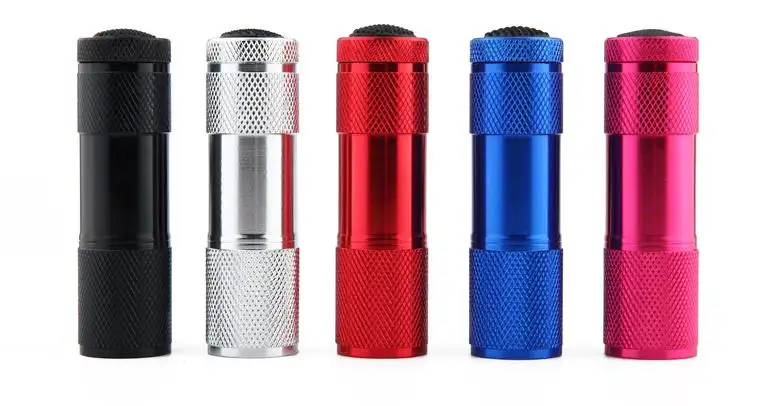 Cheap Powerful Portable Super Bright 9 LED Mini Small Torch Pocket Lamp Rubber Linternas Tactical Flashlights