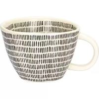 Mug à petit-déjeuner en céramique rétro irrégulier 400 ml, peint à la main, en porcelaine rayée, compatible micro-ondes et lave-vaisselle, pour boissons chaudes et café