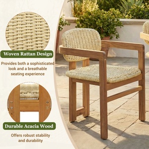 Ensemble <span class=keywords><strong>de</strong></span> meubles <span class=keywords><strong>de</strong></span> <span class=keywords><strong>jardin</strong></span> <span class=keywords><strong>de</strong></span> style américain, confortable, pour 2 personnes, finition teck, chaises en corde naturelle tressée, pour l'extérieur - Product Image 3