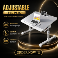 Table de lit pliable pour ordinateur portable, support d'ordinateur réglable en hauteur, table portable avec tiroir pour la maison, le bureau et le gaming