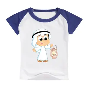 Mubarak Decor Clothes Kids Islamic Ramadan Hoiliday T Shirt Baby Girls Short Sleeve T-shirt Boys Summer Tops Eid Al Adha Gifts