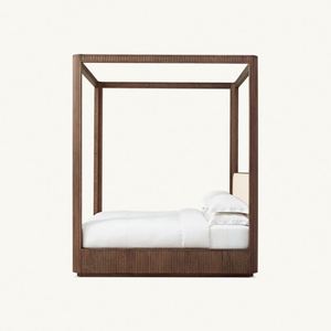 Muebles Modernos para Dormitorio, Cama de Hotel Estilo Americano, Cama King Size con Dosel de Madera - Product Image 2