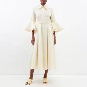 Robe décontractée élégante brodée à manches évasées respirante sur mesure 2025 pour femme – Vente en gros - Product Image 1