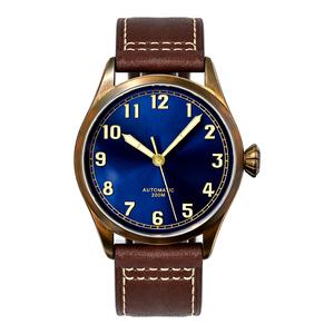Reloj de Pulsera de Buceo Retro de Bronce para Hombre, Personalizado, Caja de Bronce Sólido, Movimiento Mecánico Automático Japonés 8215, Correa de Cuero - Product Image 5
