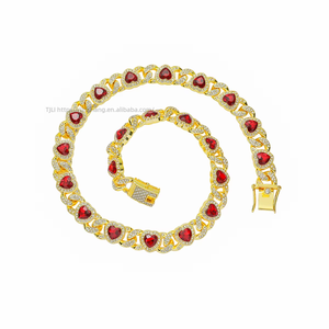 สร้อยคอรูปหัวใจแบบโอเวอร์ไซส์, สร้อยคิวบันเชน, สร้อยข้อมือแบบหัวเข็มขัด 8 ตัวอักษร, เครื่องประดับแฟชั่น Tanjing, สร้อยคอ Lijing - Product Image 1