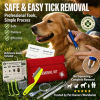 Kit de 15 pièces portable, écologique et multifonctionnel pour l'élimination des tiques chez les chiens, chats et humains, avec crochet à tiques en acier inoxydable et plastique