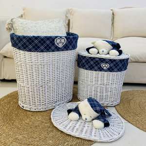 Natural Wicker <strong>Laundry</strong> <strong>Basket</strong> Set Eco-Friendly Durable Strong Plush Toy Decoration Lid 4pcs Removable Liner for <strong>Children</strong> Daily - Product Image 6